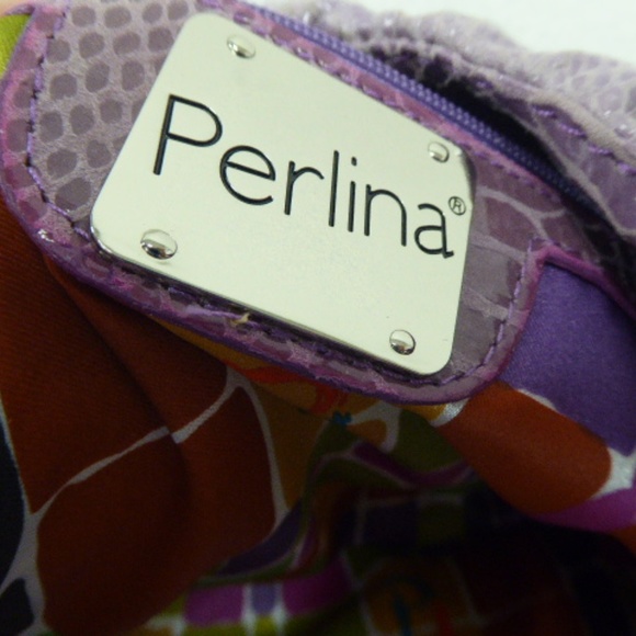 PERLINA LAVENDER SNAKESKIN LEATHER large shoulder HOBO BAG NWT - Picture 8 of 8